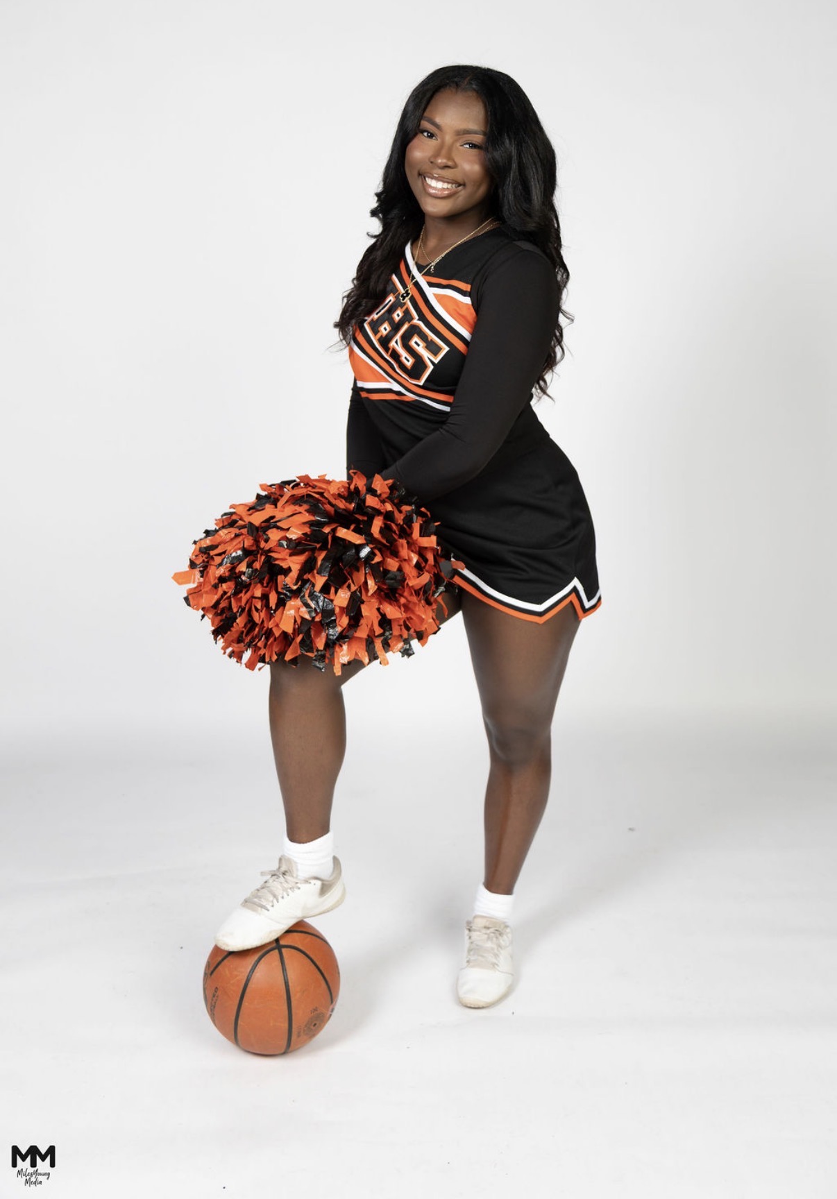 Grace cheerleader with basketball